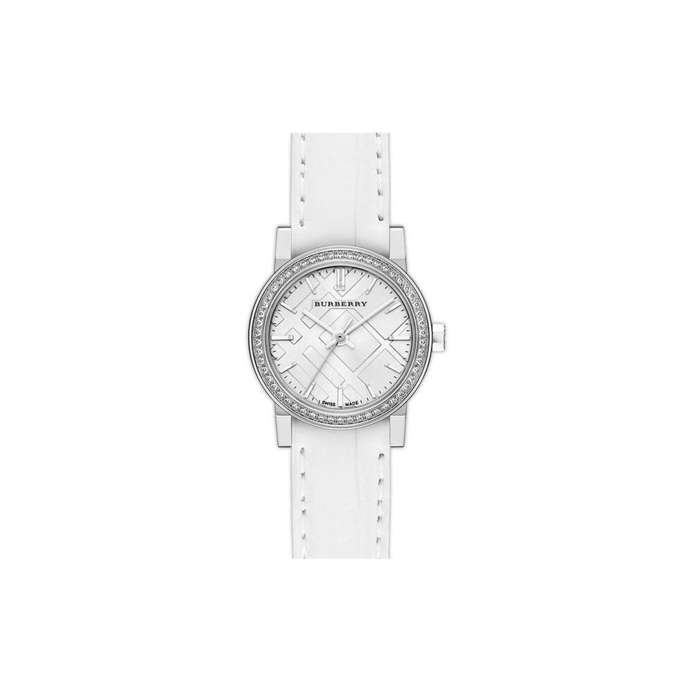 Burberry BU9221 Swiss 54 Diamonds Bezel Silver tone Alligator Band Watch $1795